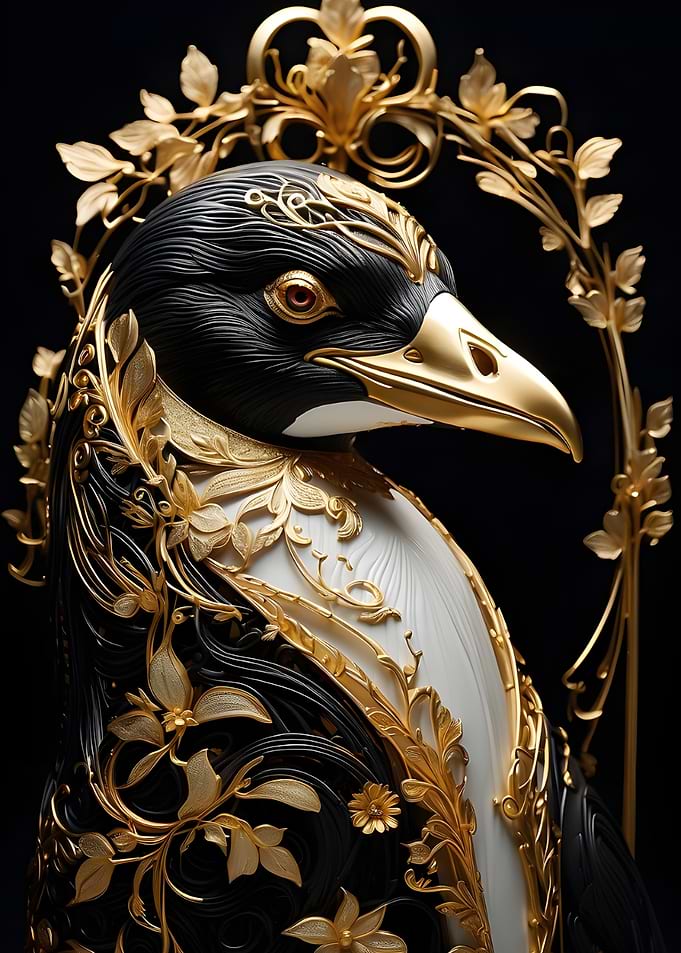 Ornate Penguin with Gold Embellishments