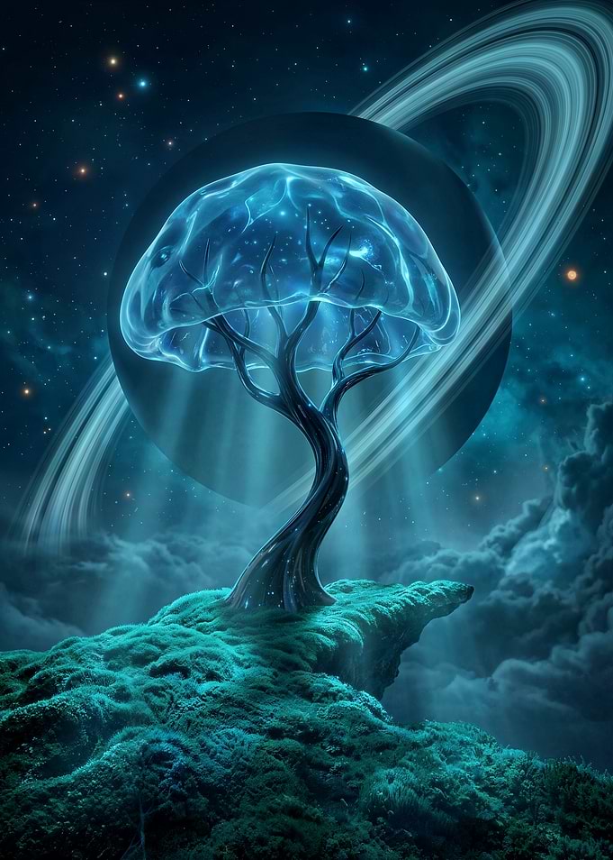 Alien Tree with Rings Planet