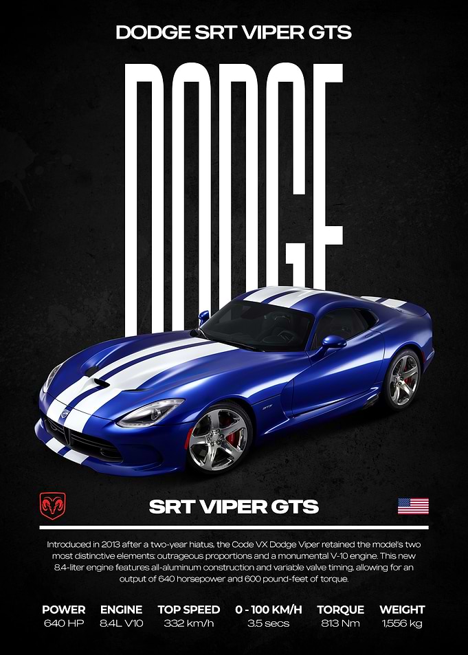 Dodge SRT Viper GTS Poster