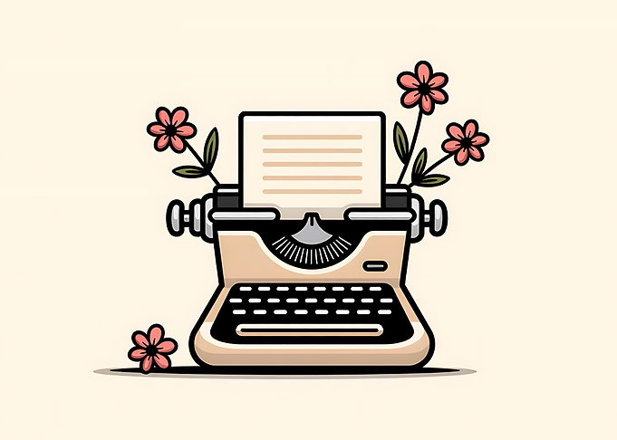 Typewriter with Flowers