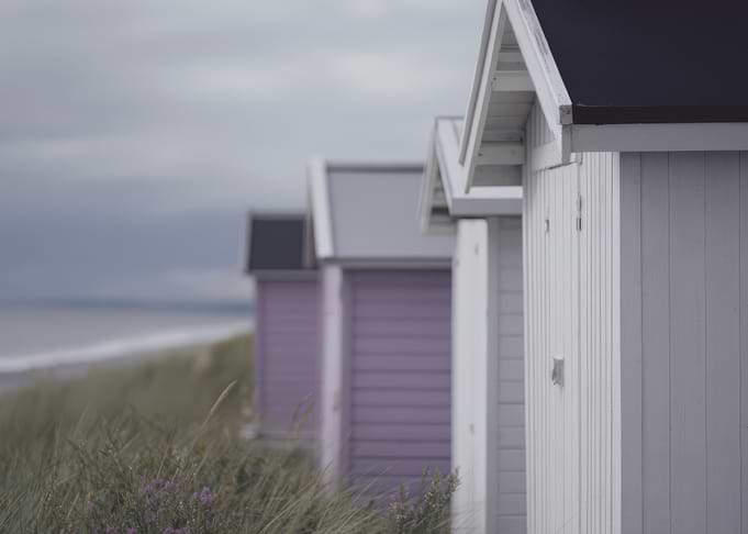 Beach Huts on a Cloudy Day