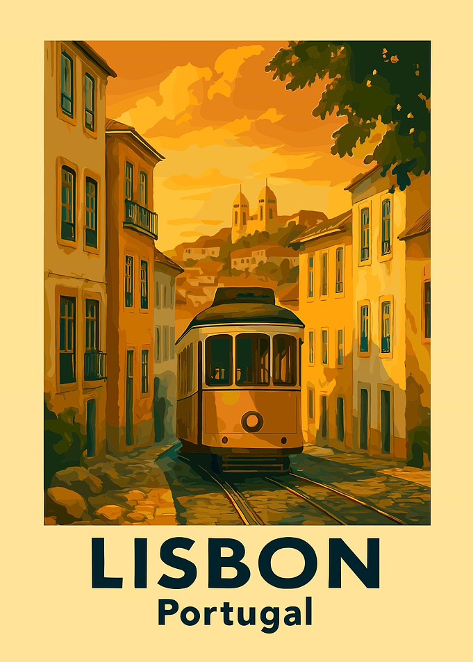 Vintage Travel Lisbon Portugal