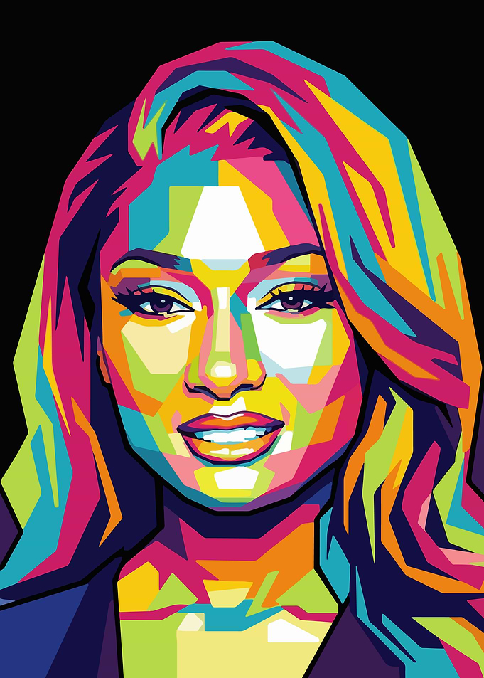 Colorful Pop Art Portrait of megan thee stalion