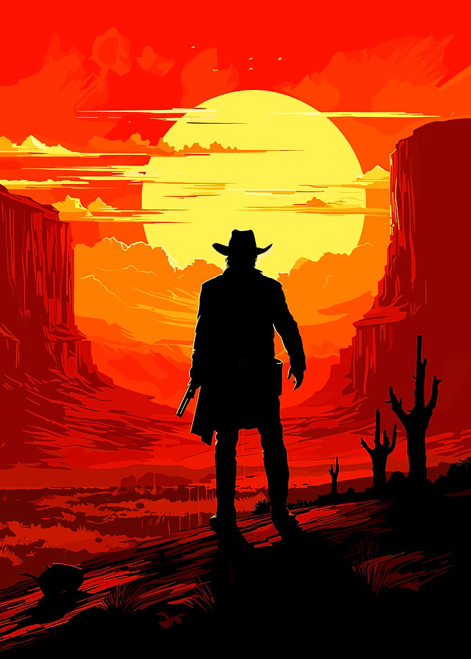 Cowboy Silhouette at Sunset