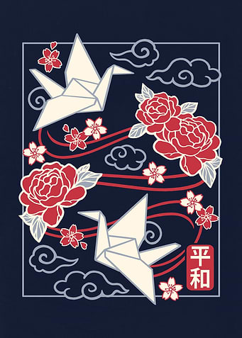 Origami Peace Crane flowers