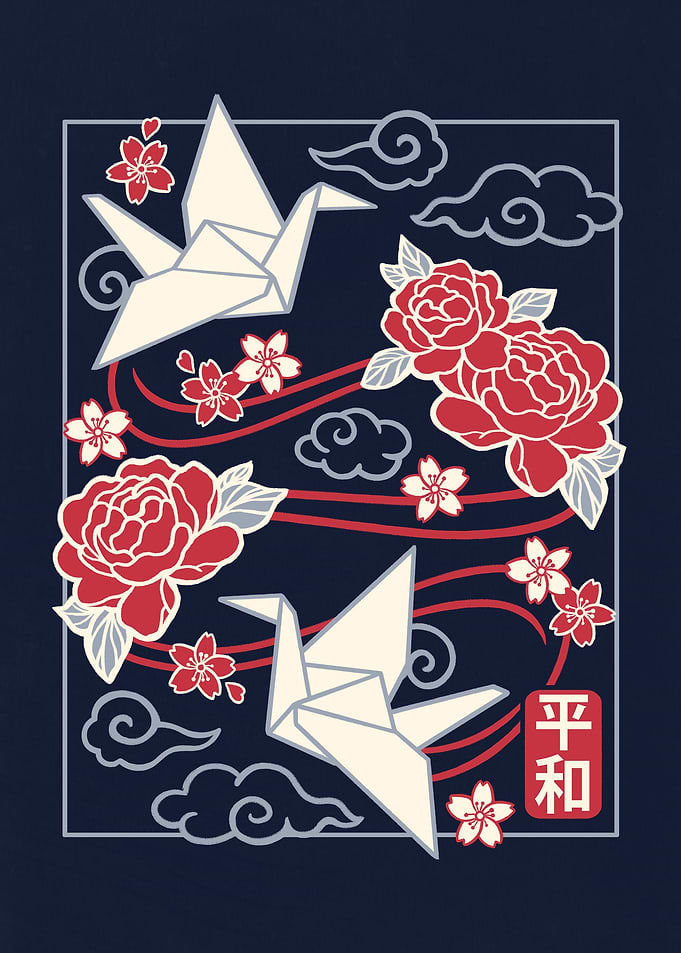 Origami Peace Crane flowers