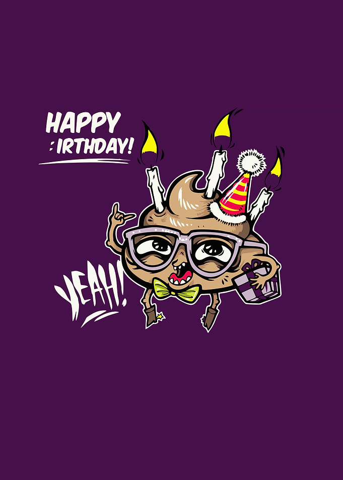 Funny Poop Character Birthday Card