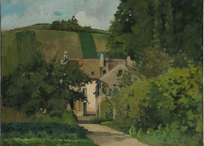 Impressionist Landscape of a Village and Fields