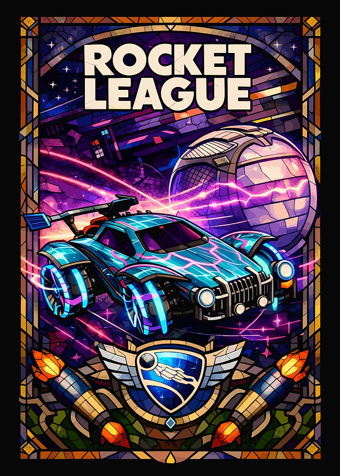 Rocket League Stained Glass Art