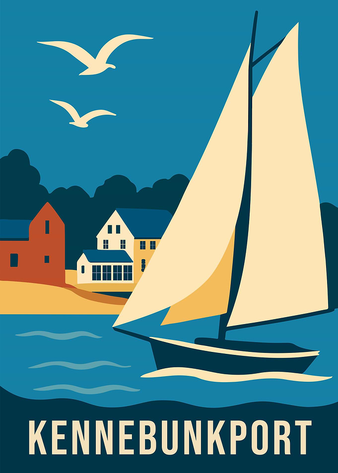 Kennebunkport Vintage Travel Poster