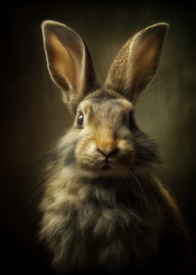 Close-up Portrait of a Fluffy Rabbit