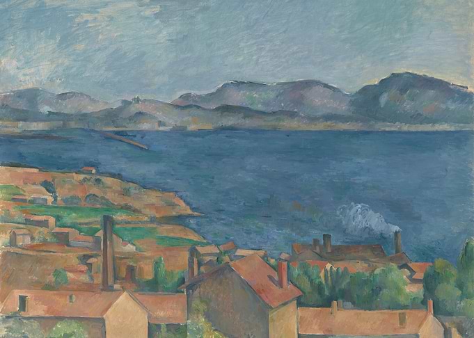Coastal Town with Mountains and Sea