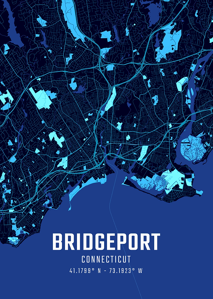 Bridgeport Connecticut Midnight City Map