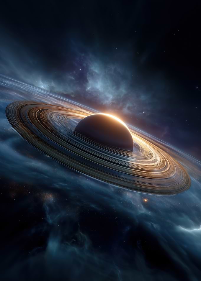 Saturn in Cosmic Nebula