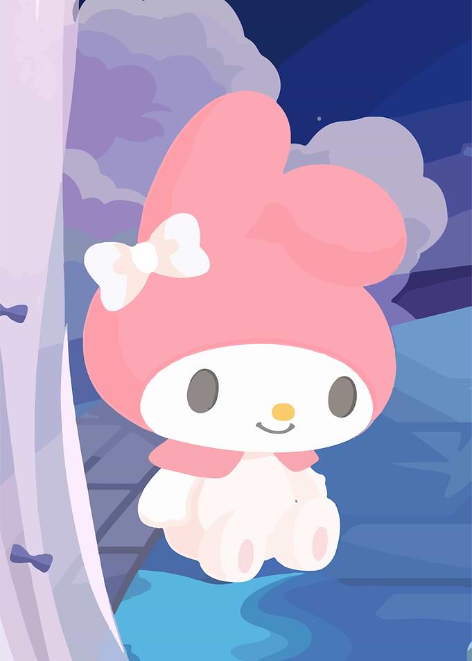 My Melody in a Dreamy Night Landscape