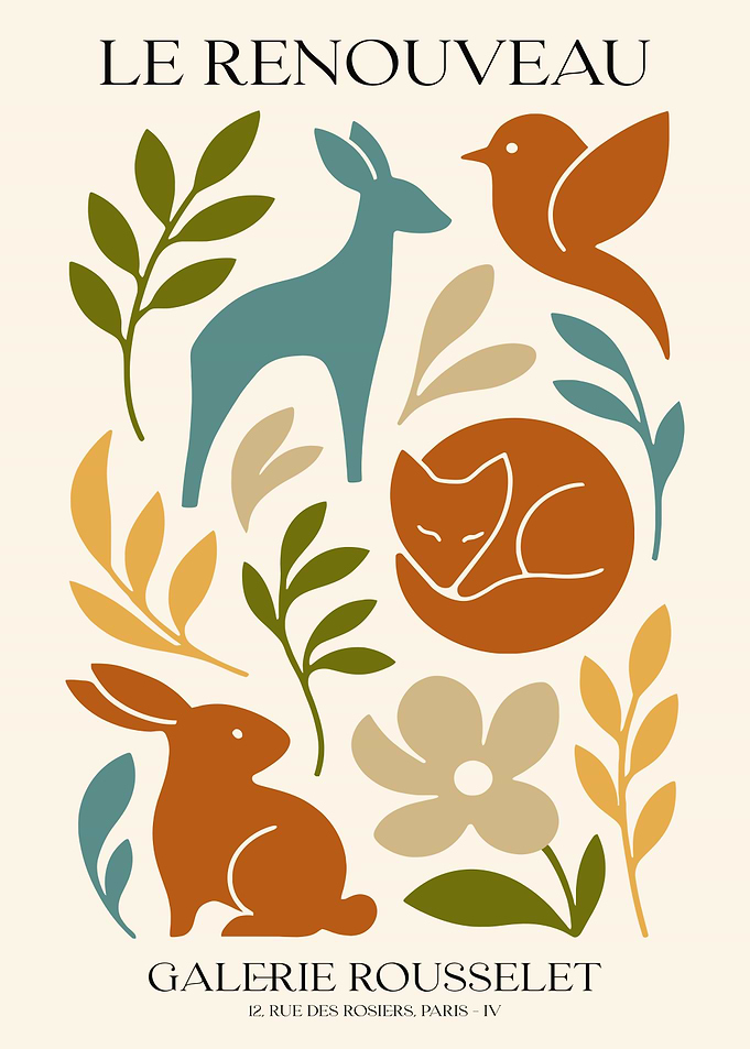 Vintage French Art Poster with Animals