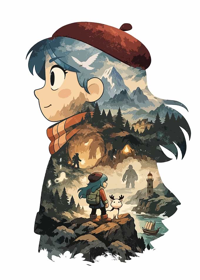 Hilda and Twig in a Magical Landscape