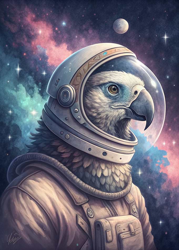Astronaut Bird in Space