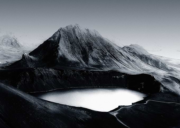 Volcanic Crater Lake Landscape