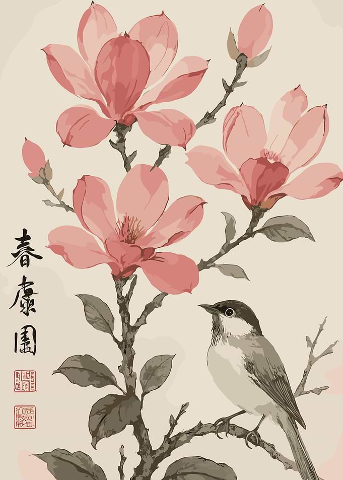 Bird on a Magnolia Branch