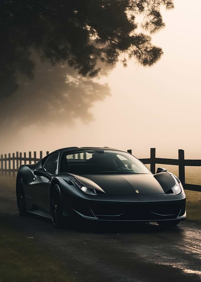 Ferrari on a Misty Road
