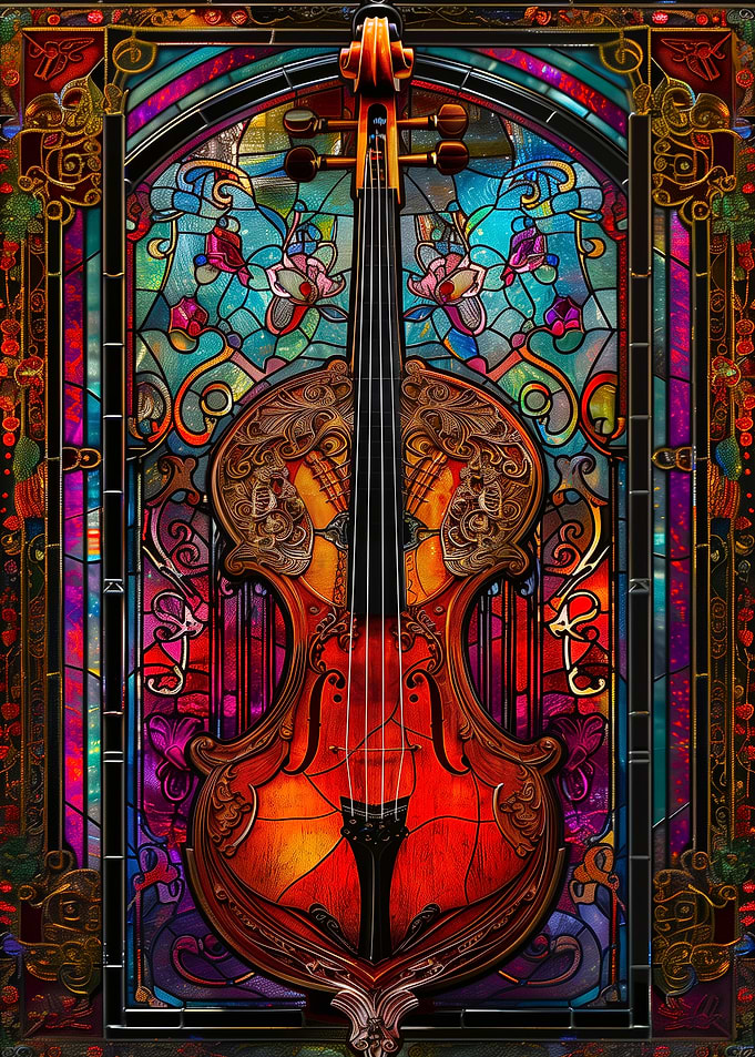 Violin in Stained Glass