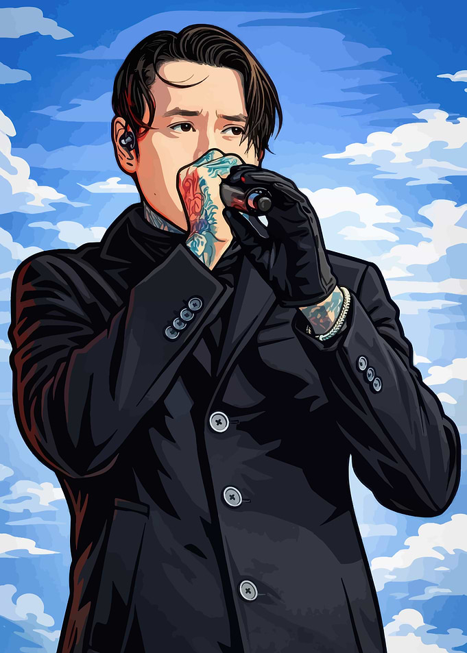 Man singing into microphone