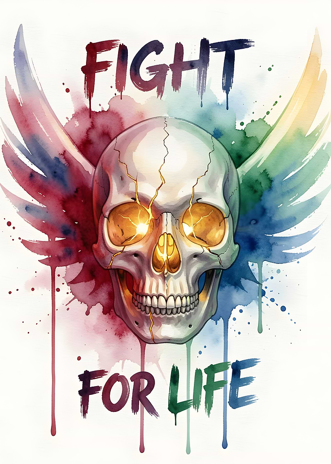 Fight for Life Skull with Wings