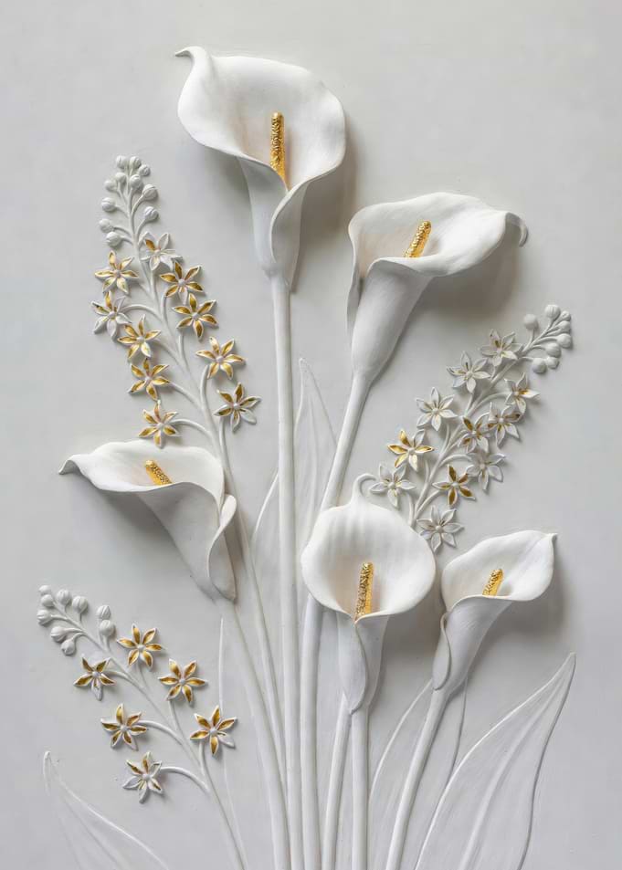 White Calla Lilies with Gold Accents