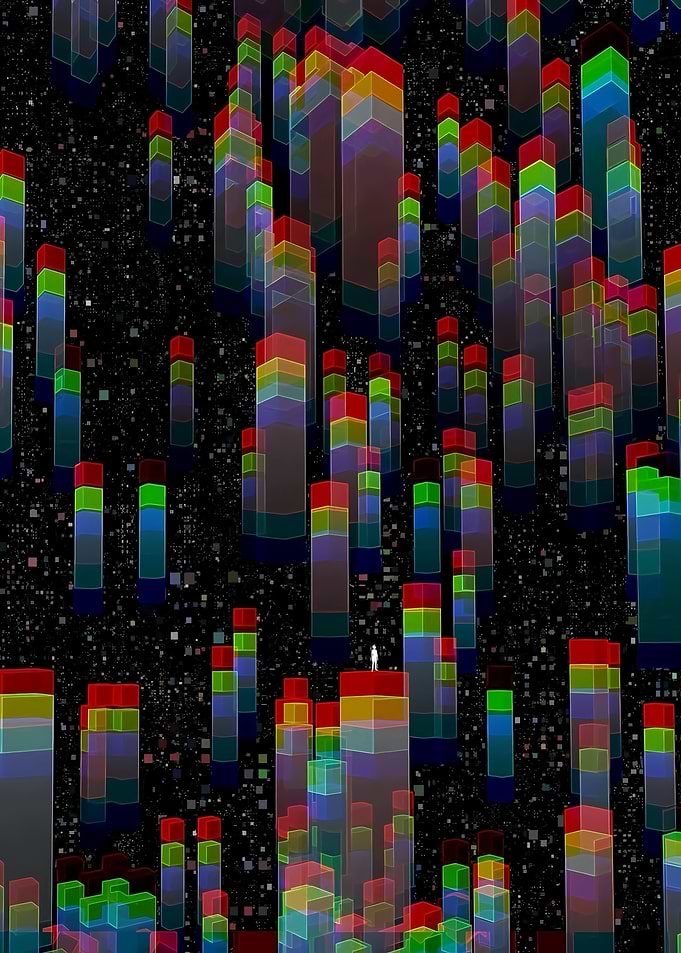 Abstract Cityscape with Figures