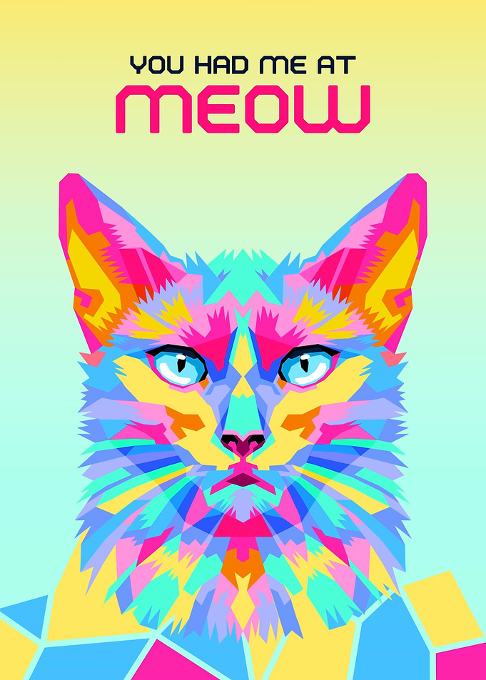 Colorful Cat 'Meow' Pop Art
