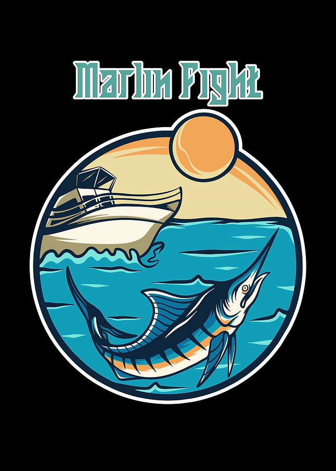 Marlin Fight Fishing Illustration