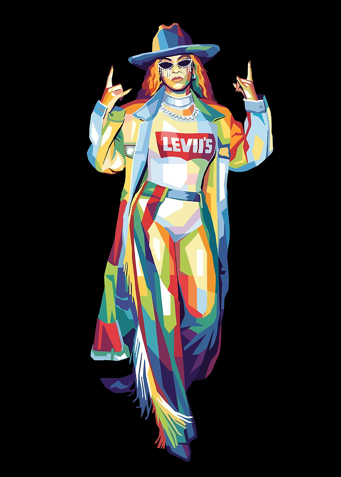 Beyoncé in colorful Levi's outfit
