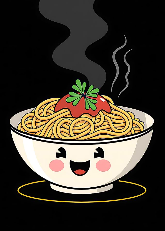 Cute Spaghetti Bowl Character