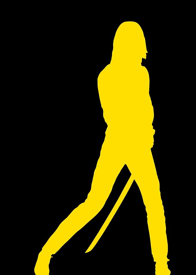 Yellow Silhouette of a Samurai Warrior
