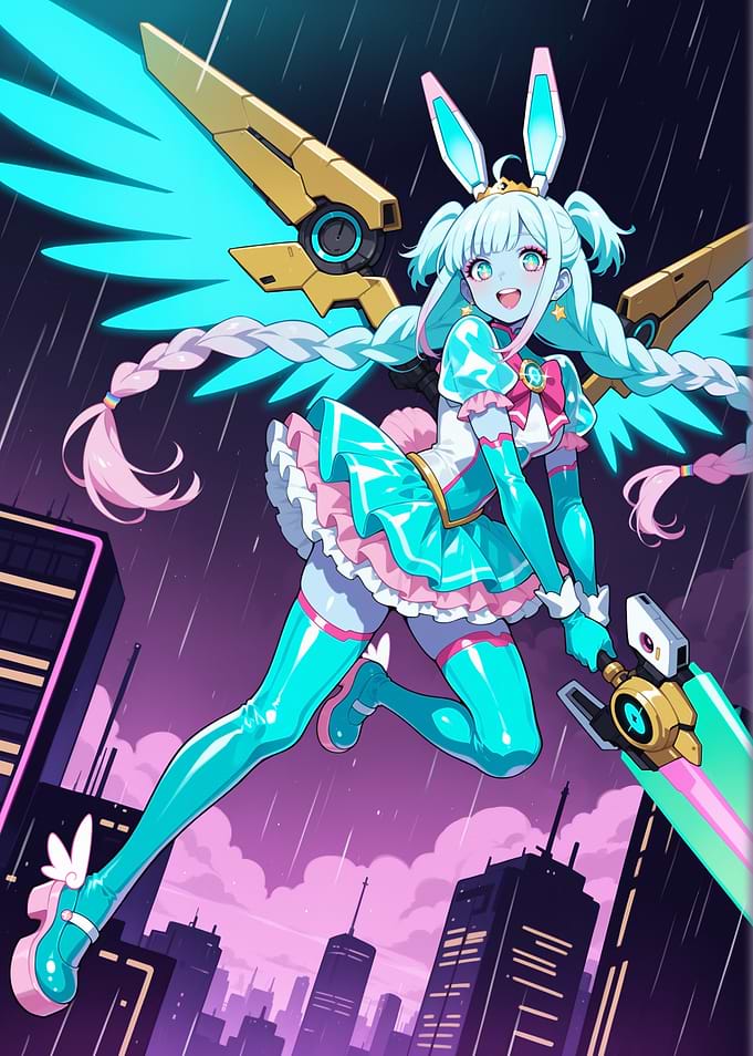 Anime Girl with Wings and Sword