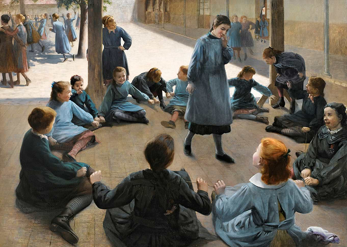 Children playing a game outdoors