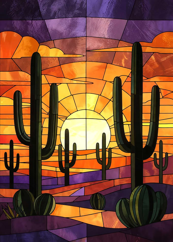 Desert Sunset Stained Glass