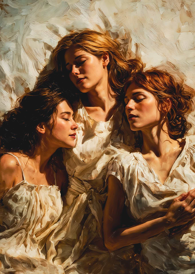 Three Women Serene Dream Painting