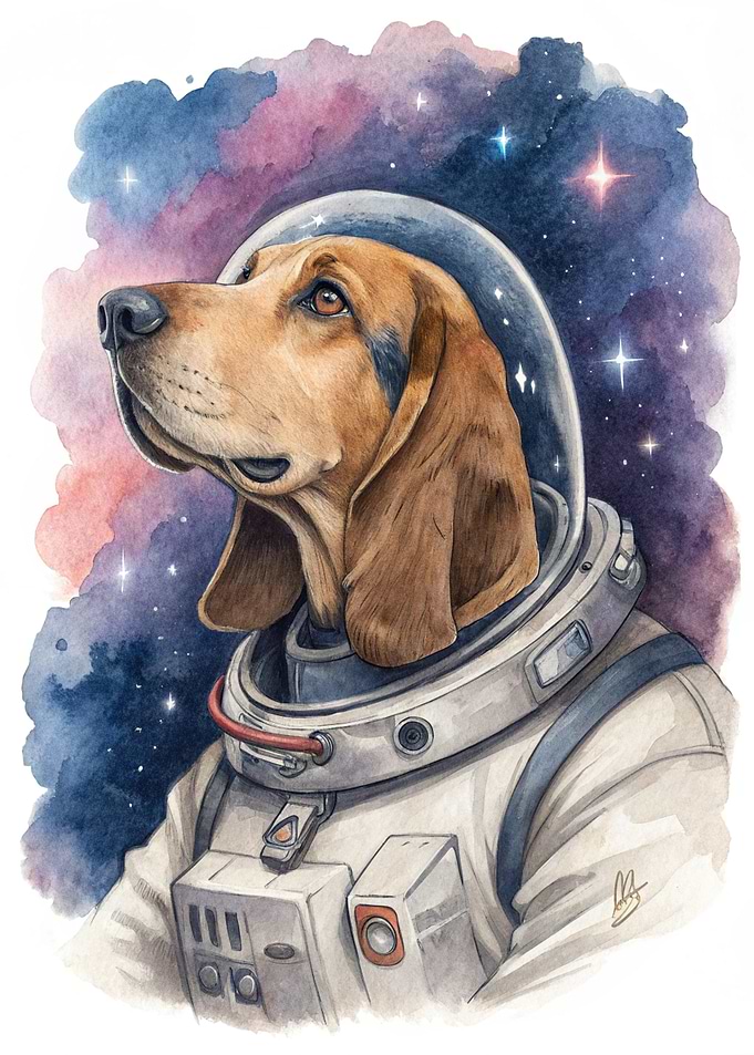 Astronaut Dog in Space
