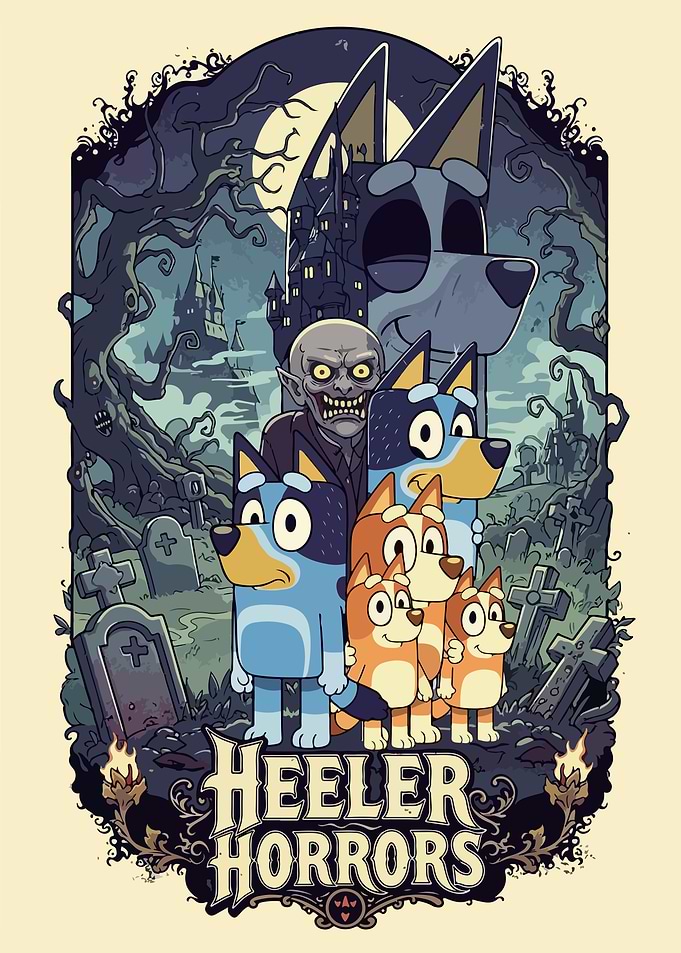 Heeler Horrors Bluey Halloween Poster