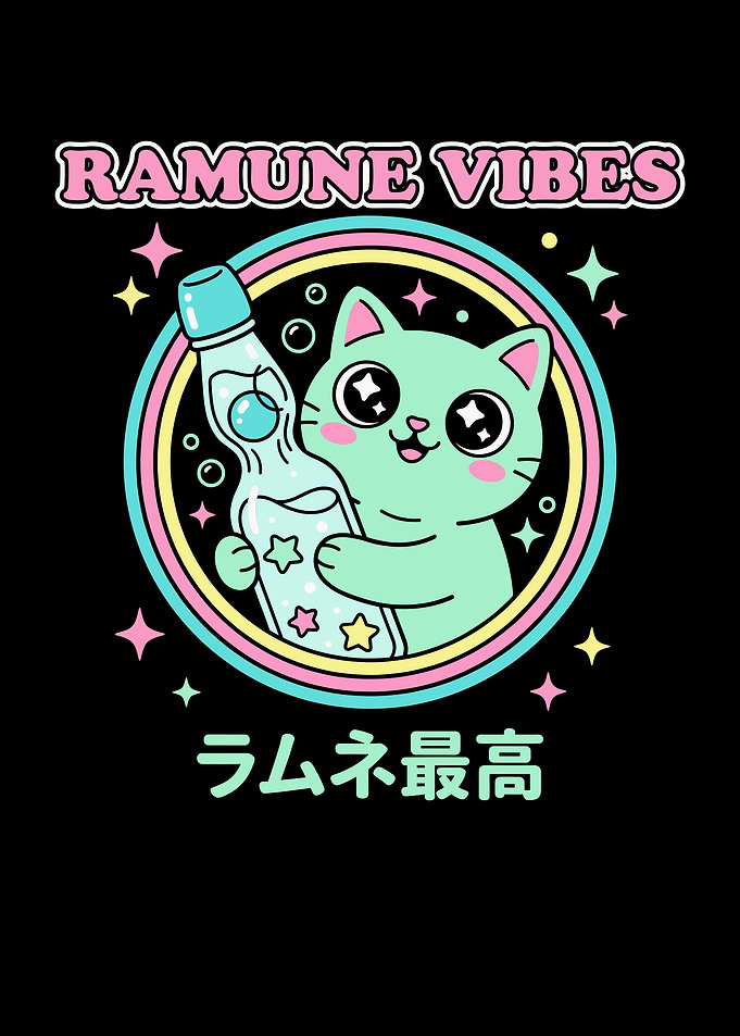 Cute Cat with Ramune Bottle