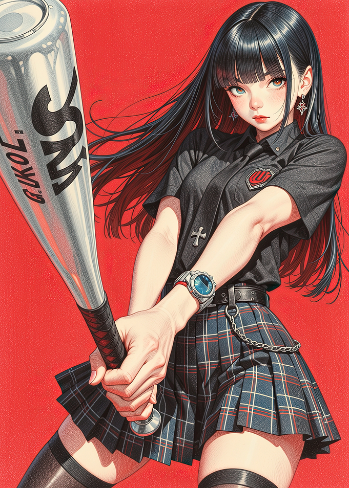 Anime Girl with Baseball Bat