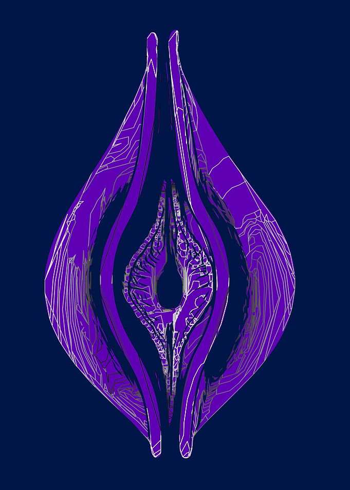Abstract YonicPurple Floral Shape