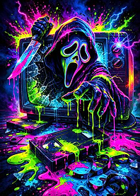 Scream Ghostface TV VHS Neon