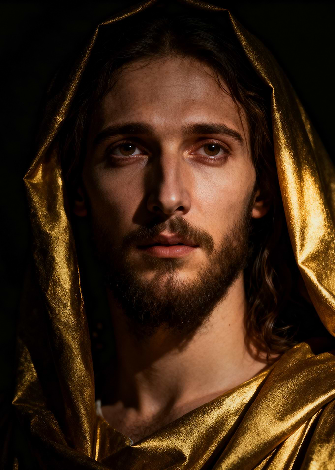 Jesus in Golden Hood
