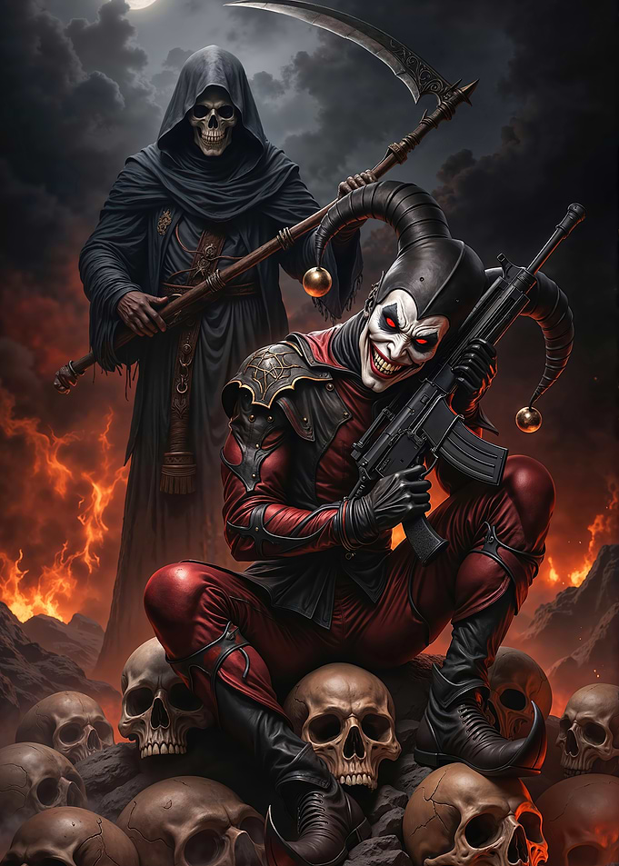 Grim Reaper and Jester with Gun