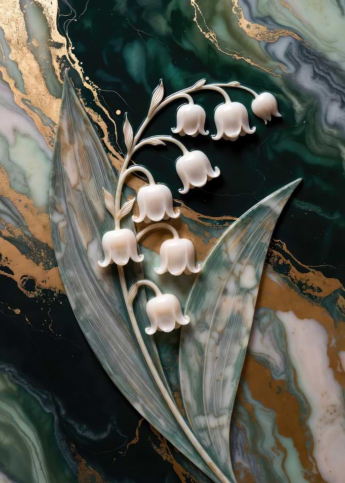 Lily of the Valley Sculpture on Marble