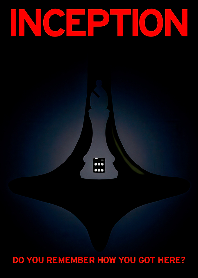 Inception movie poster with spinning top