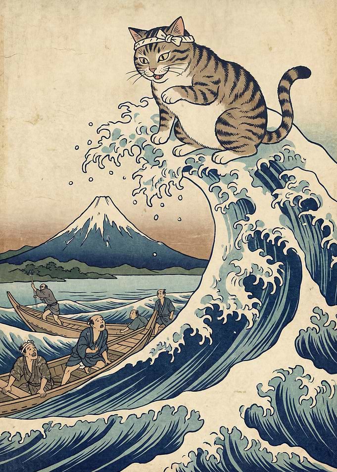 Cat on a Great Wave